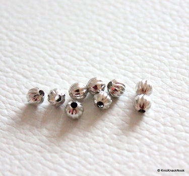 100 x Metal Silver Tone Watermelon Spacers Beads 4mm